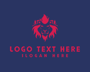 Leader - Neon Red Fire Lion logo design