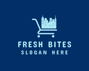 Pushcart - Skyline Grocery Cart logo design