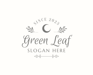 Whimsical Moon Leaf Wordmark logo design