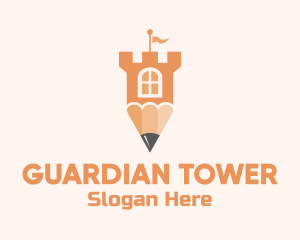 Pencil Turret Tower logo design