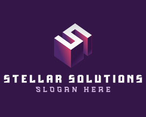 3D Technology Letter S logo design