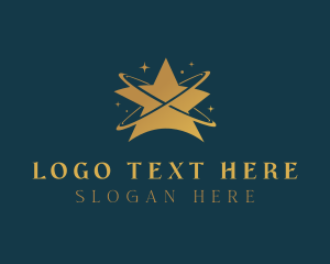 Starry - Golden Star Orbit logo design