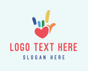 Caring - Colorful Love Hand Sign logo design