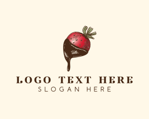 Handdrawn - Strawberry Chocolate Dessert logo design