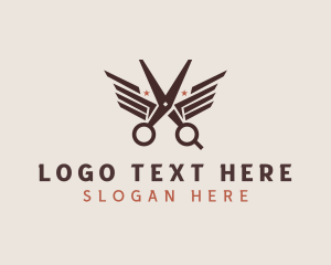 Haircut - Barber Scissors Wings logo design