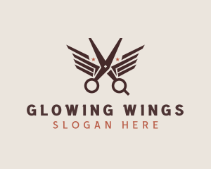 Barber Scissors Wings logo design