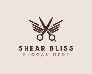 Barber Scissors Wings logo design