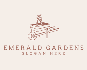 Wheelbarrow Garden Plant logo design