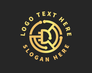 Gold - Digital Currency Letter D logo design