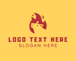 Slaughterhouse - Pig Flame Barbecue logo design