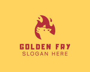 Frying - Pig Flame Barbecue logo design