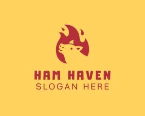 Ham - Pig Flame Barbecue logo design