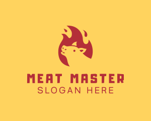 Pig Flame Barbecue logo design