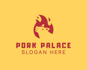 Pig Flame Barbecue logo design