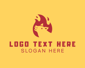 Hog - Pig Flame Barbecue logo design