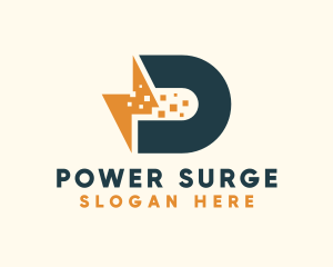 Surge - Lightning Pixel Letter D logo design