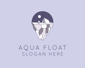 Floating - Night Camping Rocks logo design