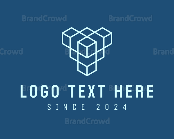 Blue Geometric Cube Logo