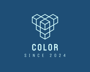 Blue Geometric Cube Logo