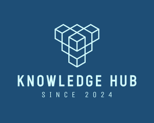 Digital Media - Blue Geometric Cube logo design