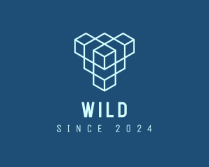 Marketing - Blue Geometric Cube logo design