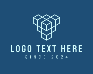 Blue Geometric Cube Logo