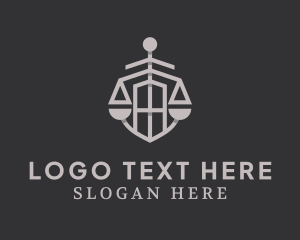 Court House - Gray Shield Legal Scale logo design