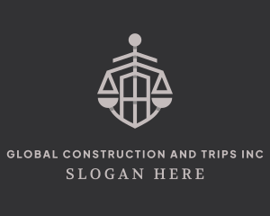 Court House - Gray Shield Legal Scale logo design