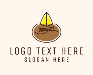 Hot Coffee - Sailboat Coffee Bean logo design