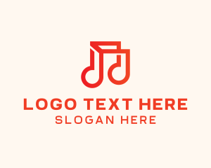 Music Stream - Geometric Musical Note logo design