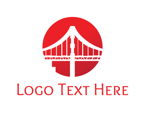 Usa - Red Sun Bridge logo design