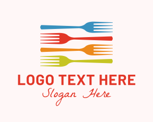 Cafeteria - Colorful Fork Kitchenware logo design