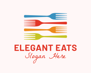 Colorful Fork Kitchenware logo design