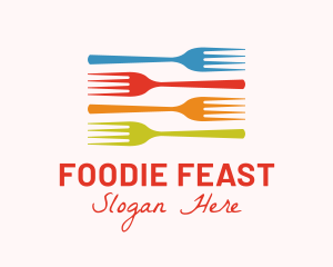 Eating - Colorful Fork Kitchenware logo design