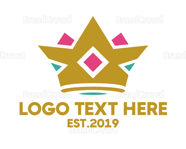 Colorful Diamond Crown Logo