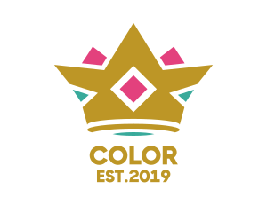 Colorful Diamond Crown logo design