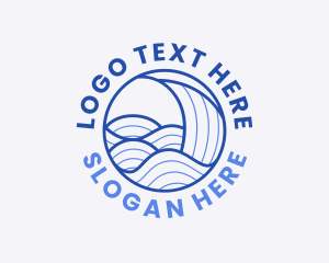 Surfing - Ocean Wave Lines logo design