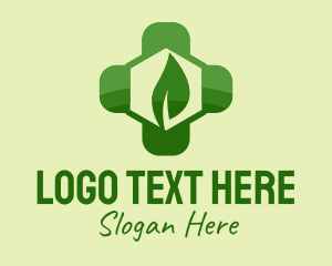 Medical - Green Leaf Cross logo design