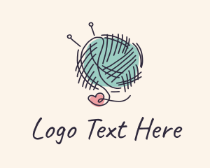 Knitting - Heart Knitting Thread logo design