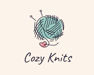 Heart Knitting Thread logo design