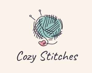 Knitter - Heart Knitting Thread logo design