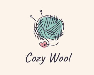 Wool - Heart Knitting Thread logo design