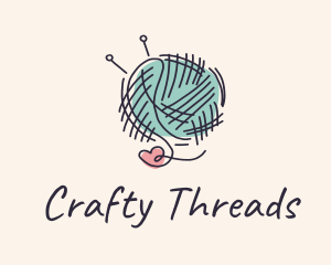 Heart Knitting Thread logo design