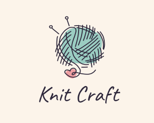Knit - Heart Knitting Thread logo design