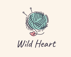 Heart Knitting Thread logo design