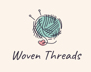 Heart Knitting Thread logo design