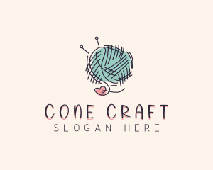 Heart Knitting Thread logo design