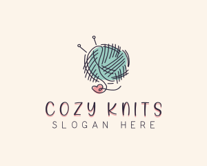 Heart Knitting Thread logo design