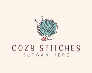 Heart Knitting Thread logo design