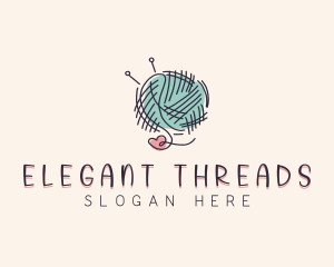 Heart Knitting Thread logo design